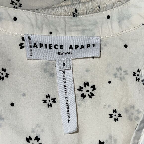 New Apiece Apart Marit Shirred Organic Cotton Blouse in Scattered Floral Small - Picture 10 of 13